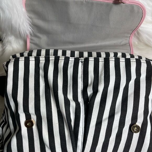 Lovevook laptop  shoulder bag Black & white stripes canvas,pink faux leather - Picture 6 of 13